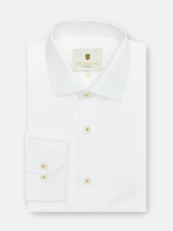 White Jacquard Patterned Formal Shirt