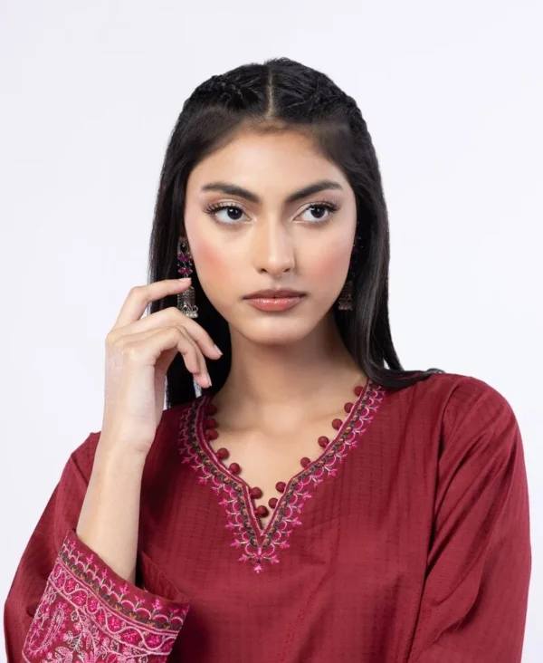 Embroided Maroon Kurti